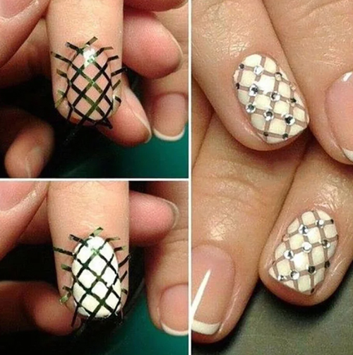 пошаговый дизайн ногтей с лентами